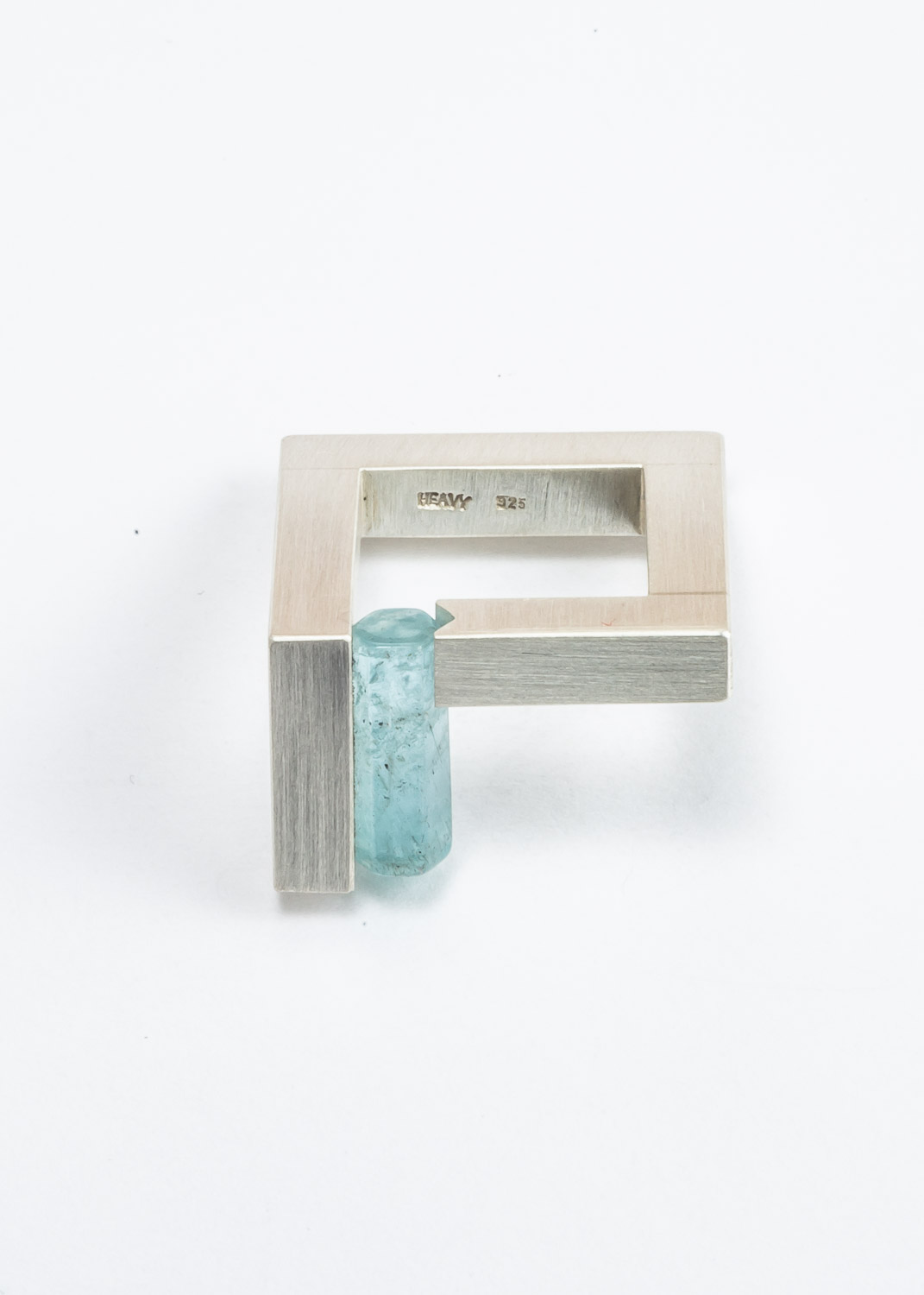 quadratischer Ring mit Aquamarinkristall – Bild 2